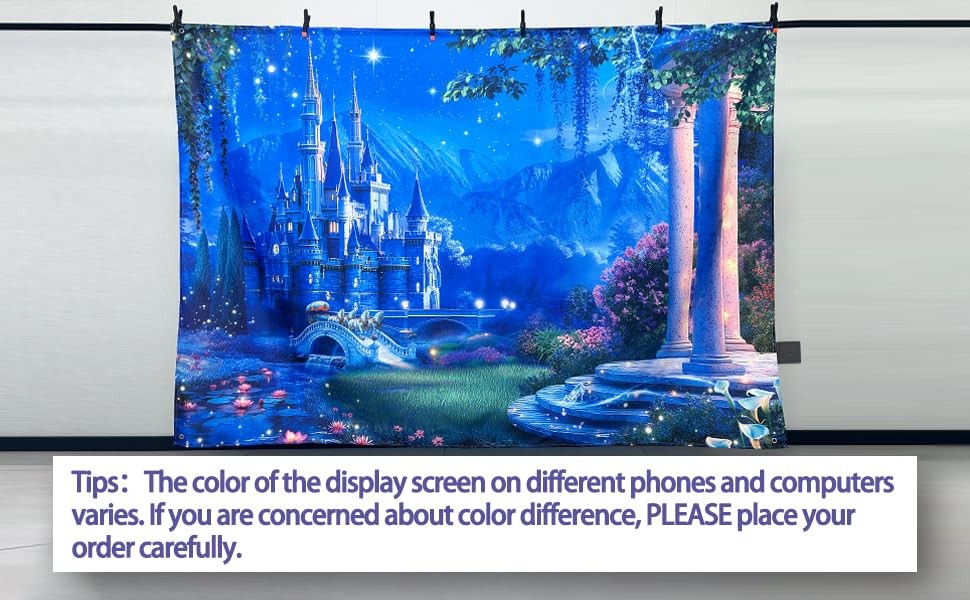 7x5ft Fairytale Castle Backdrop Blue Princess Shining Night Sky Photography