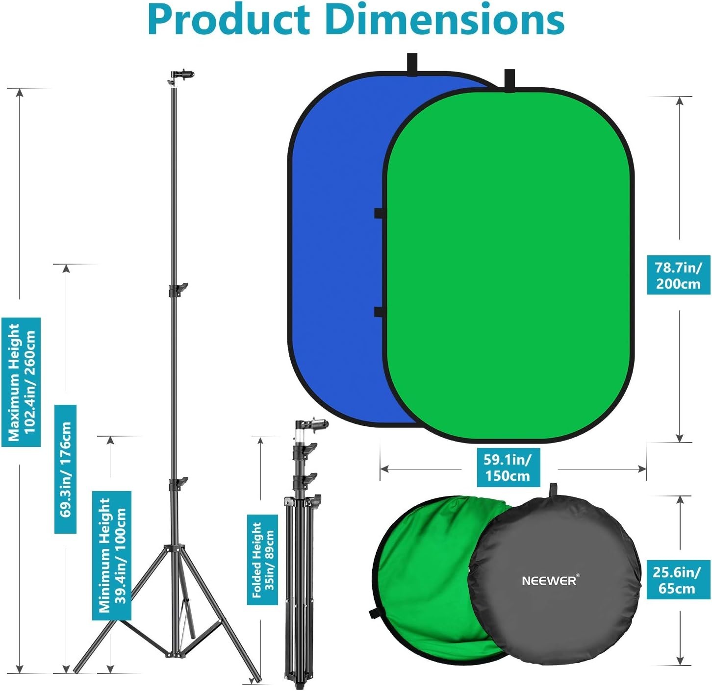 Versatile 5x7ft Green & Blue Reversible Backdrop – Ideal for Photography & Video