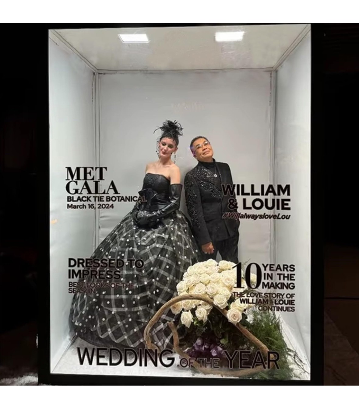 Magazine Photo Booth Box Wedding Photography Background with LED Light for Party
