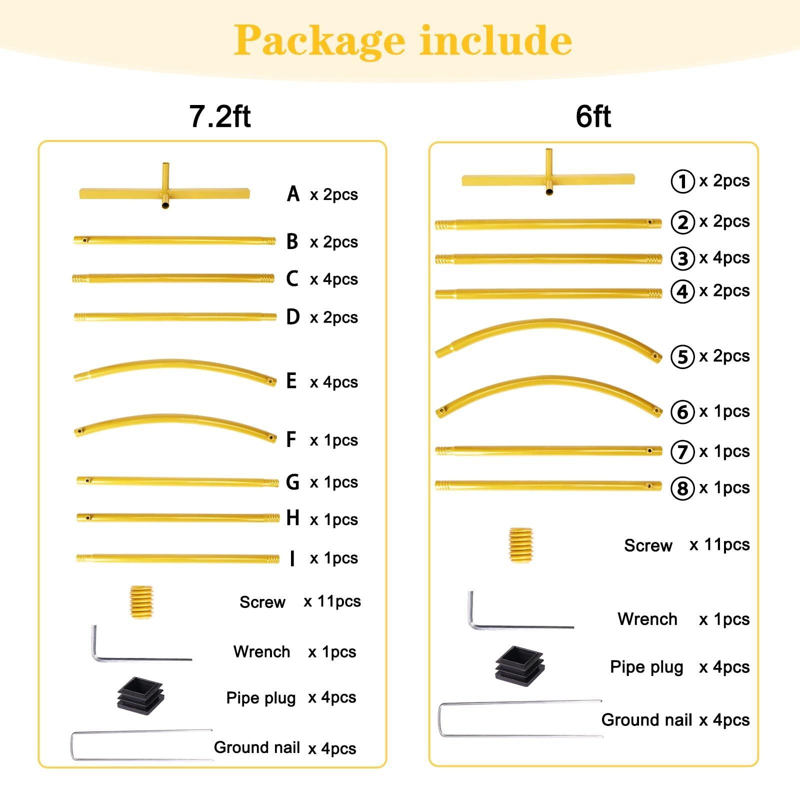 Metal Arch Backdrop Stand Set of 2 (6FT & 7.2FT), Gold Wedding Arch Frame Bal…