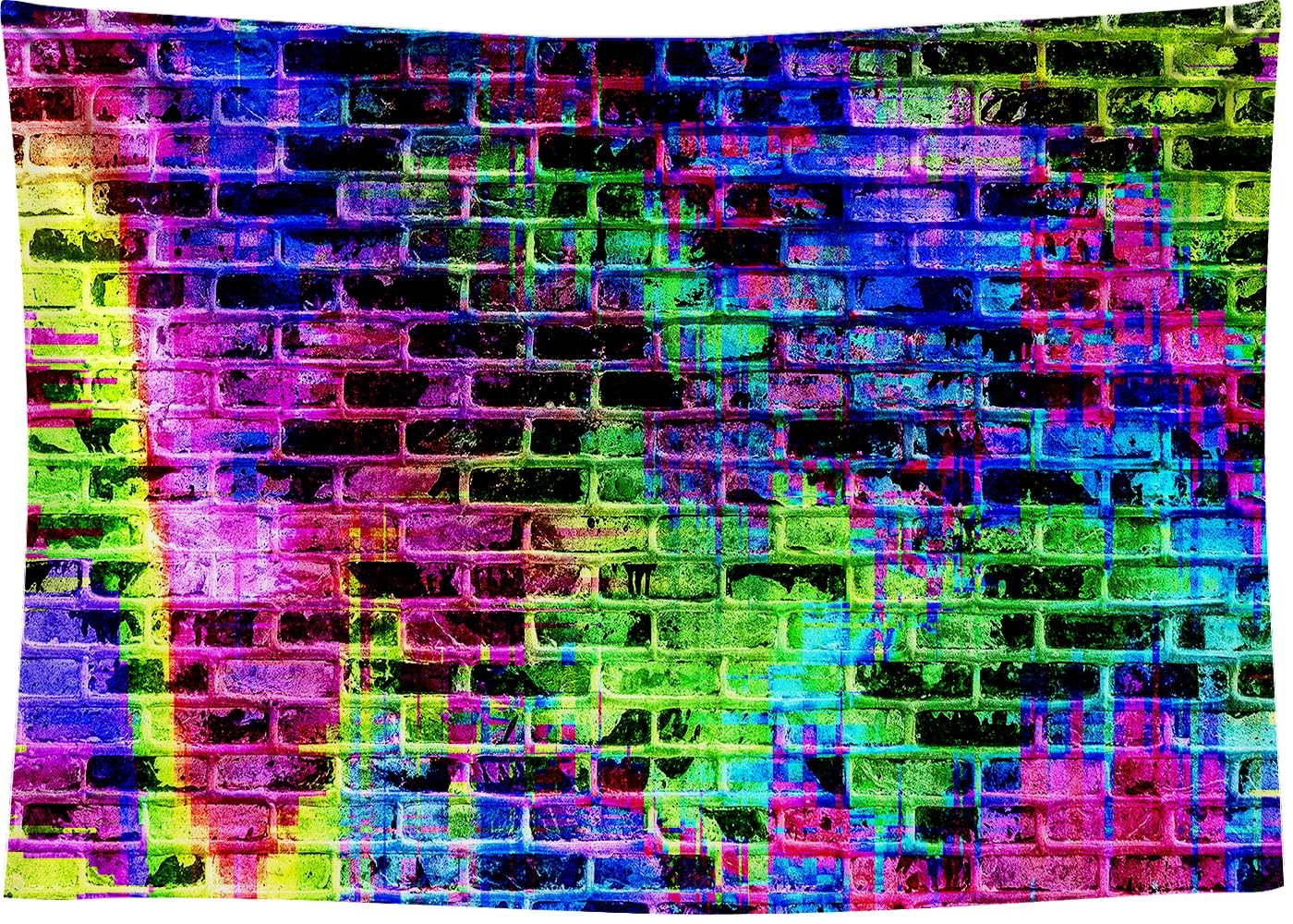 10×8 FT Colorful Brick Wall Backdrop 80s 90s Music Graffiti Brick Wall Themed…