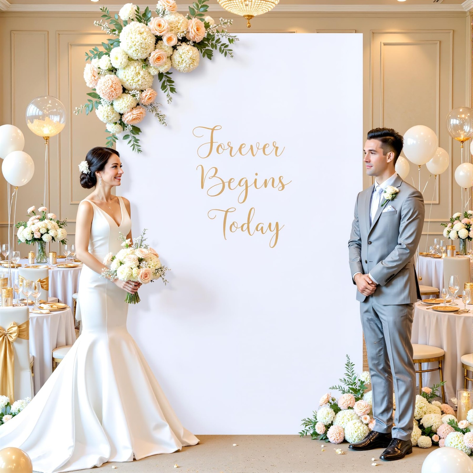Square Arch Backdrop Cover, 6.6FT x 4FT White Stretchy Spandex Fitted Square …