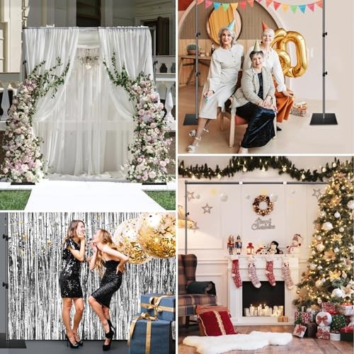 Backdrop Stand, 6.5×10 ft Adjustable Photo Background Pipe and 6.5x10ft Black
