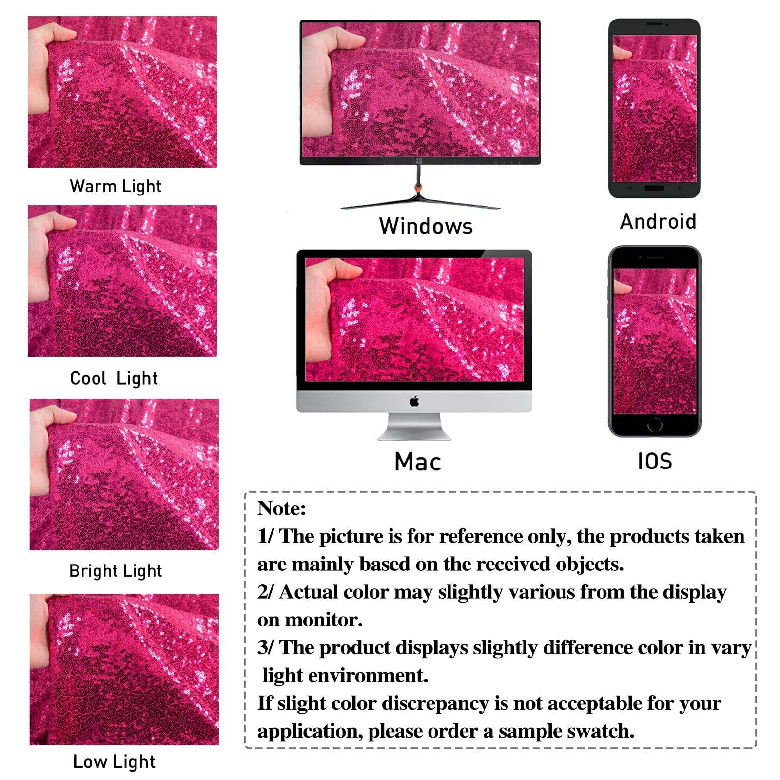 7×7 Feet Fuchsia Glitter Sequin Backdrop Christmas Wedding Party Photography