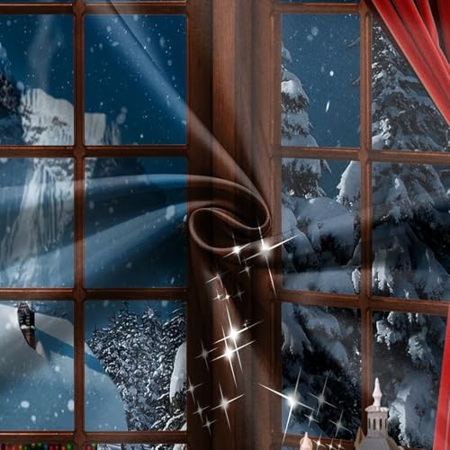 Black 7x5FT Black Window Backdrop for Christmas Trees & Santa