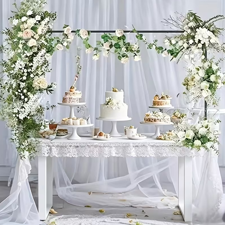 Adjustable Table Arch Stand with Clamps, Metal Backdrop Frame for Wedding & Part