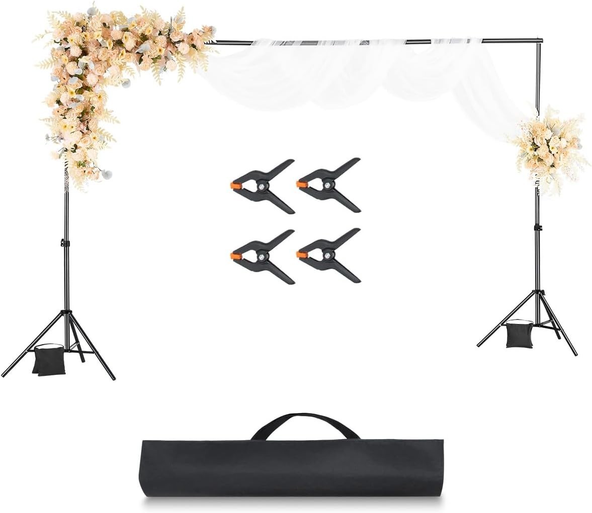 6.5×10 ft Adjustable Metal Backdrop Support Stand Kit for Photo Studio