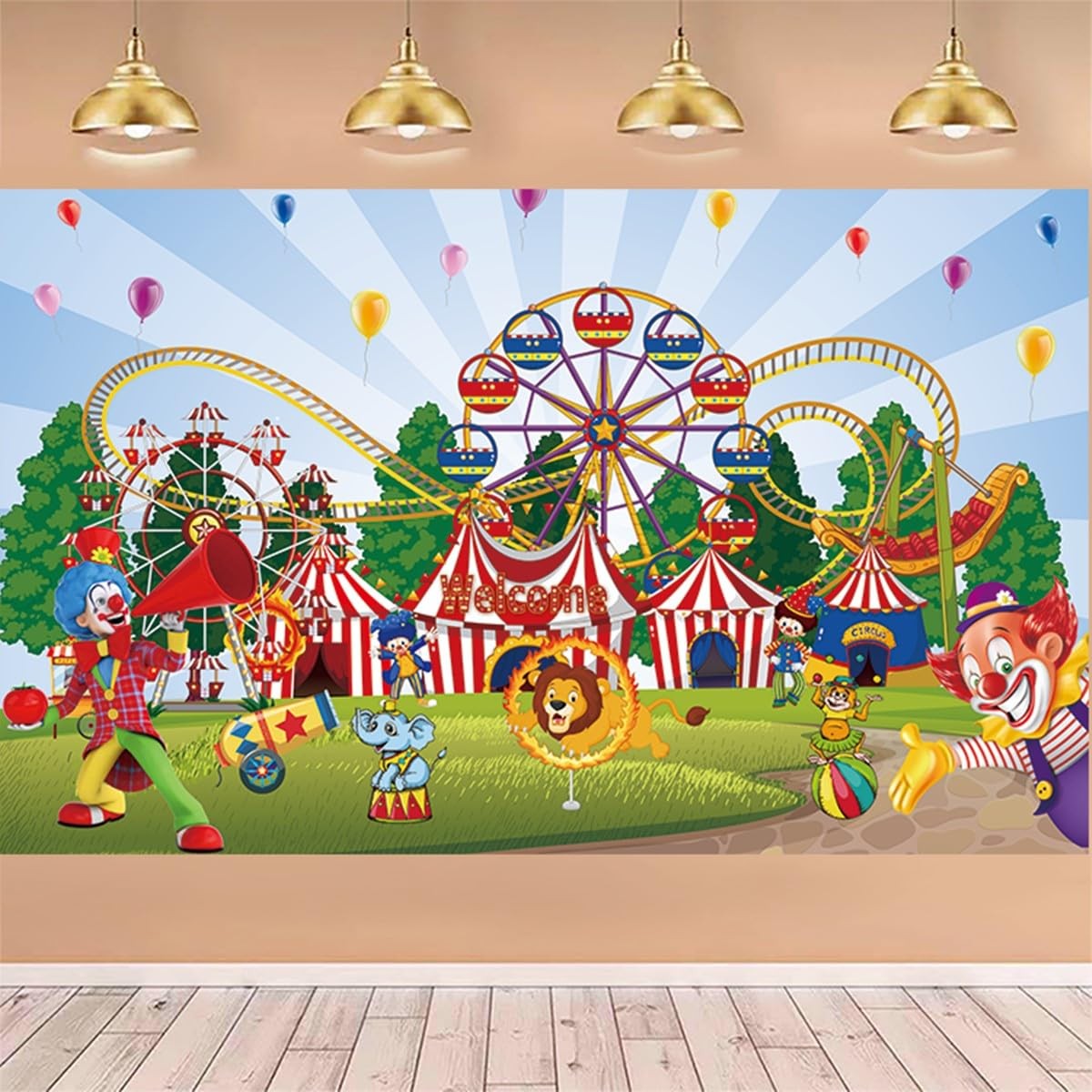 LOONELO Large Circus Carnival Backdrop with 70.8 inches x 43.3 inches, Blue