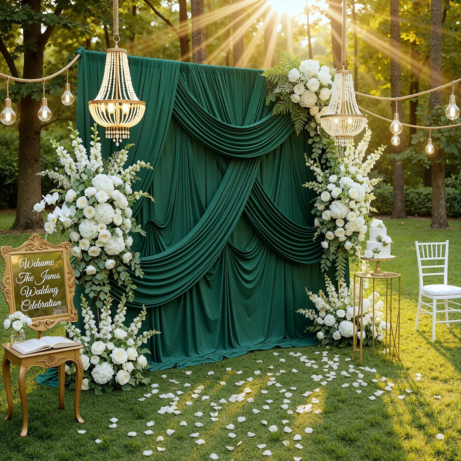 50ftx10ft Wrinkle Free Hunter Green Backdrop Curtains 50ftx10ft,