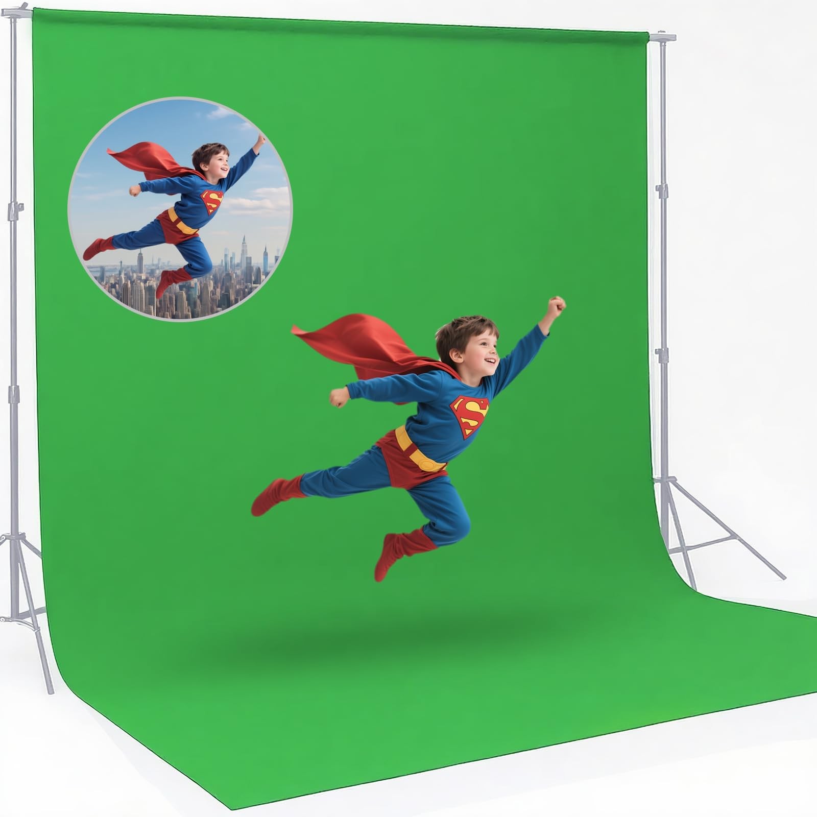 10x20ft Green Screen Backdrop for Photography, Dual-Size Dual-Pocket Design C…