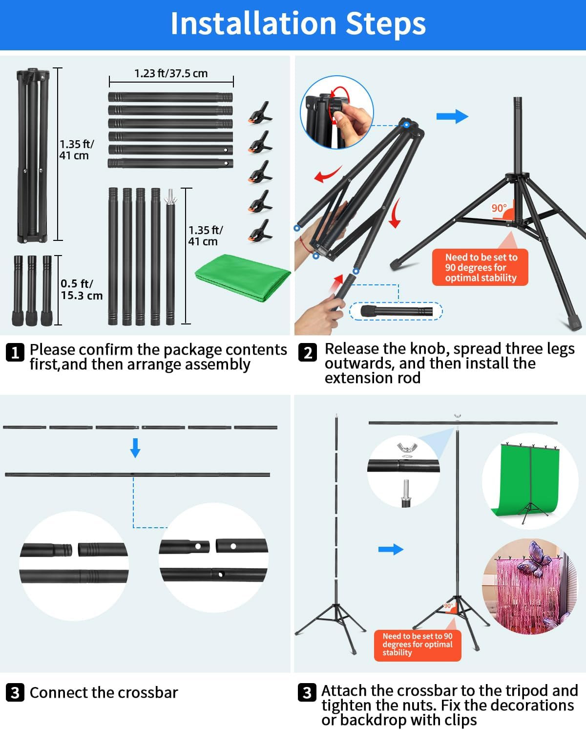 Green Screen Backdrop Kit, 8X6.8Ft Wider Green Screen with Stand, Portable Chrom
