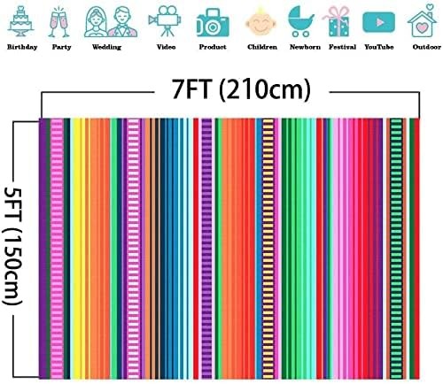 7x5ft Vinyl Color Stripe Photo Background for Mexican Fiesta 7x5ft, Clear
