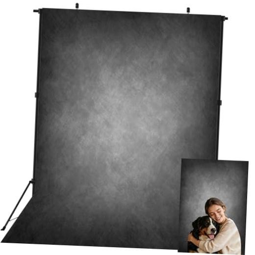 Dark Grey Abstract Backdrop for Photography Vintage Black Headshot 5x7ft