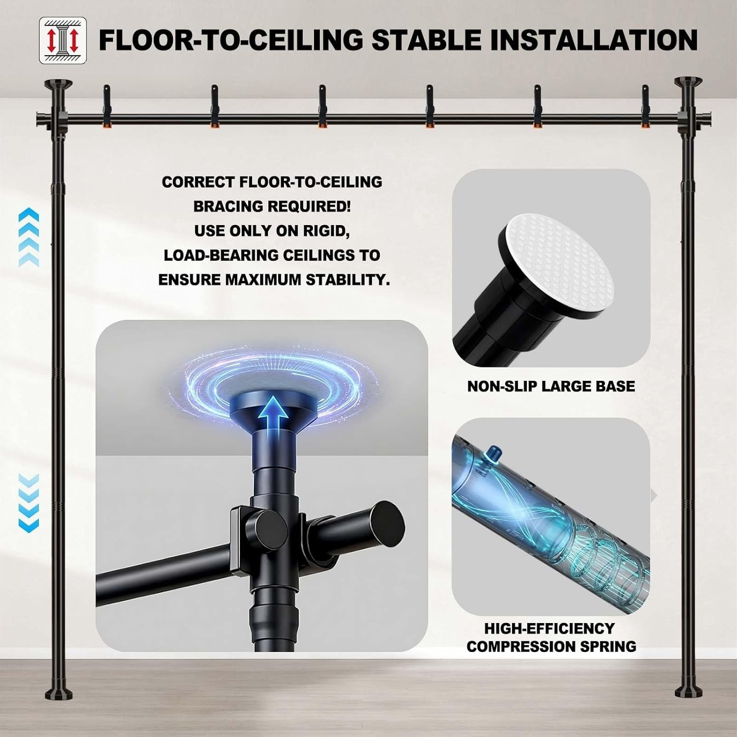 Heavy Duty Photography Backdrop Stand 35-100W 43-120H Adjustable Black