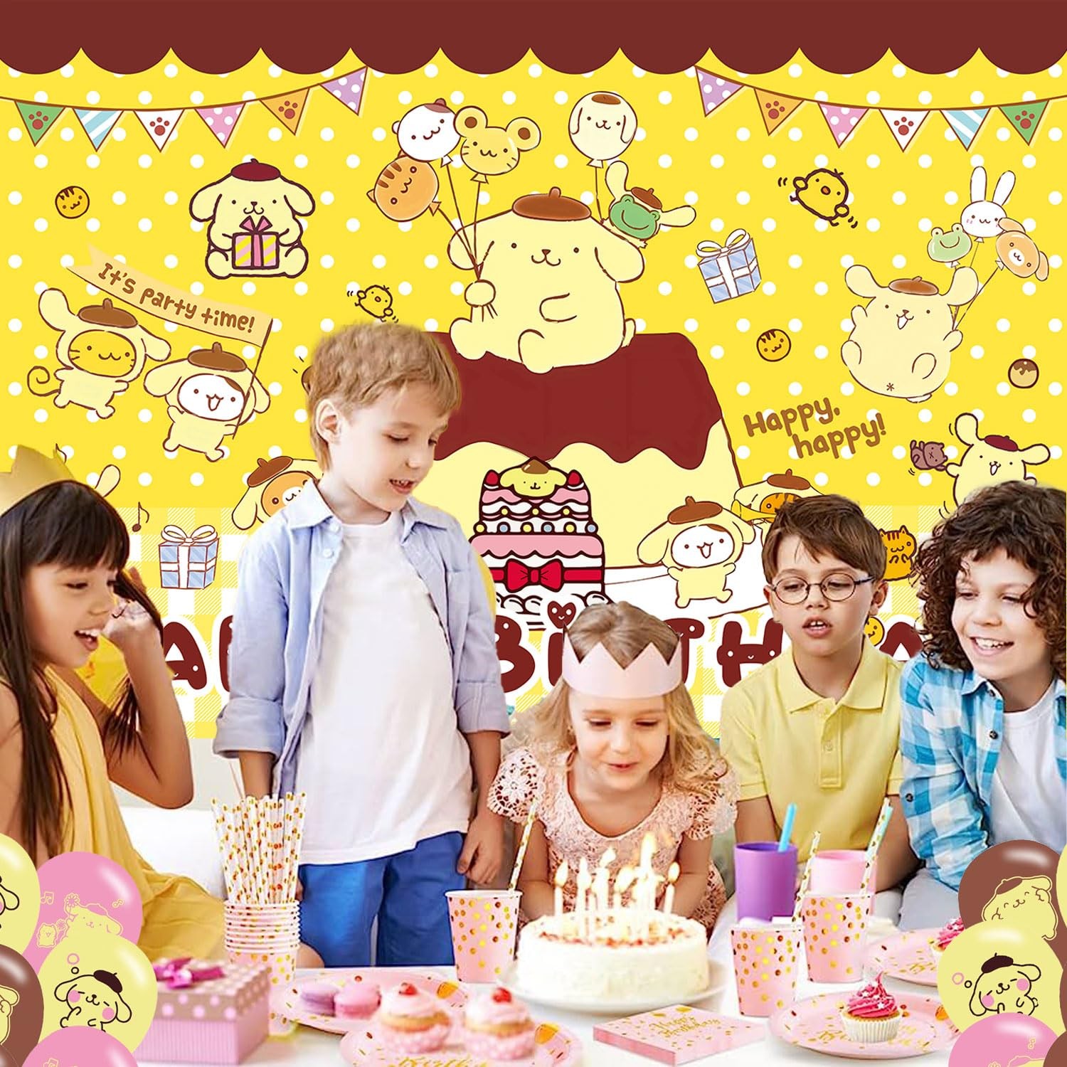 Cartoon Dog Birthday Party Decoration,Kawaii Party Photo Background 5 x 3 FT …
