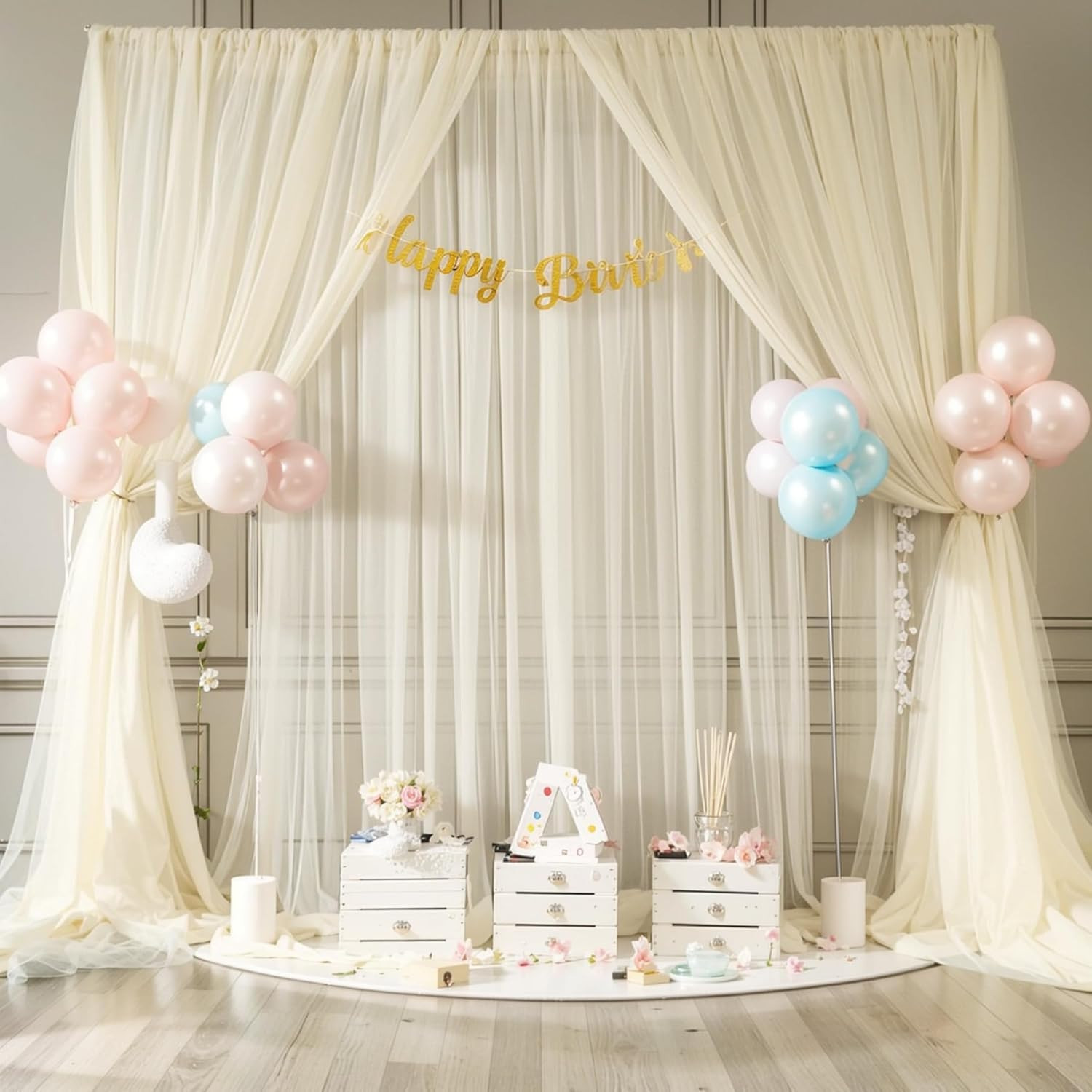 Parties 10Ft X 8Ft Sheer Backdrop Curtains for Bridal Shower Birthday Baby Showe