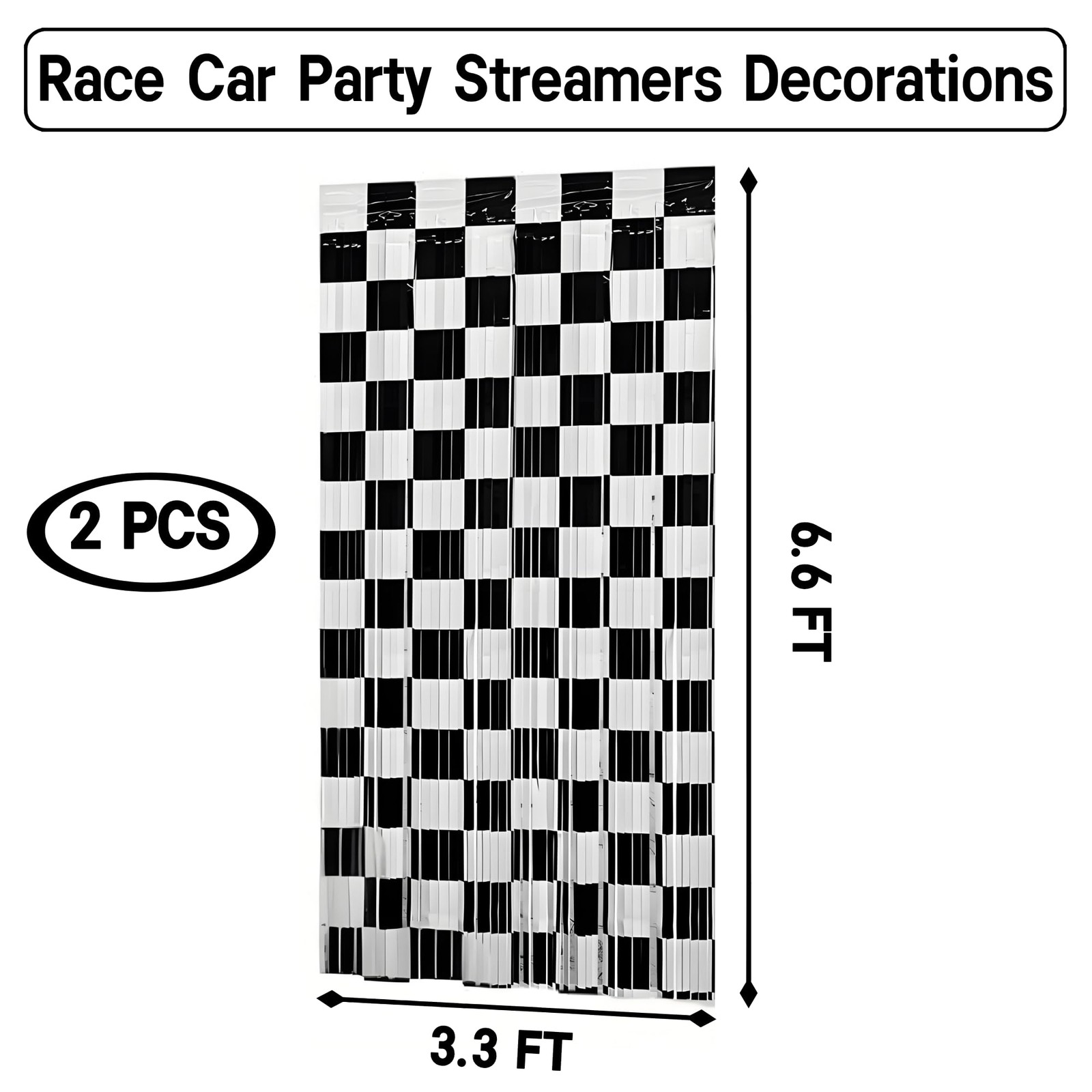 Birthday Party Streamers Photo Booth Backdrops Black White Checkered Foil