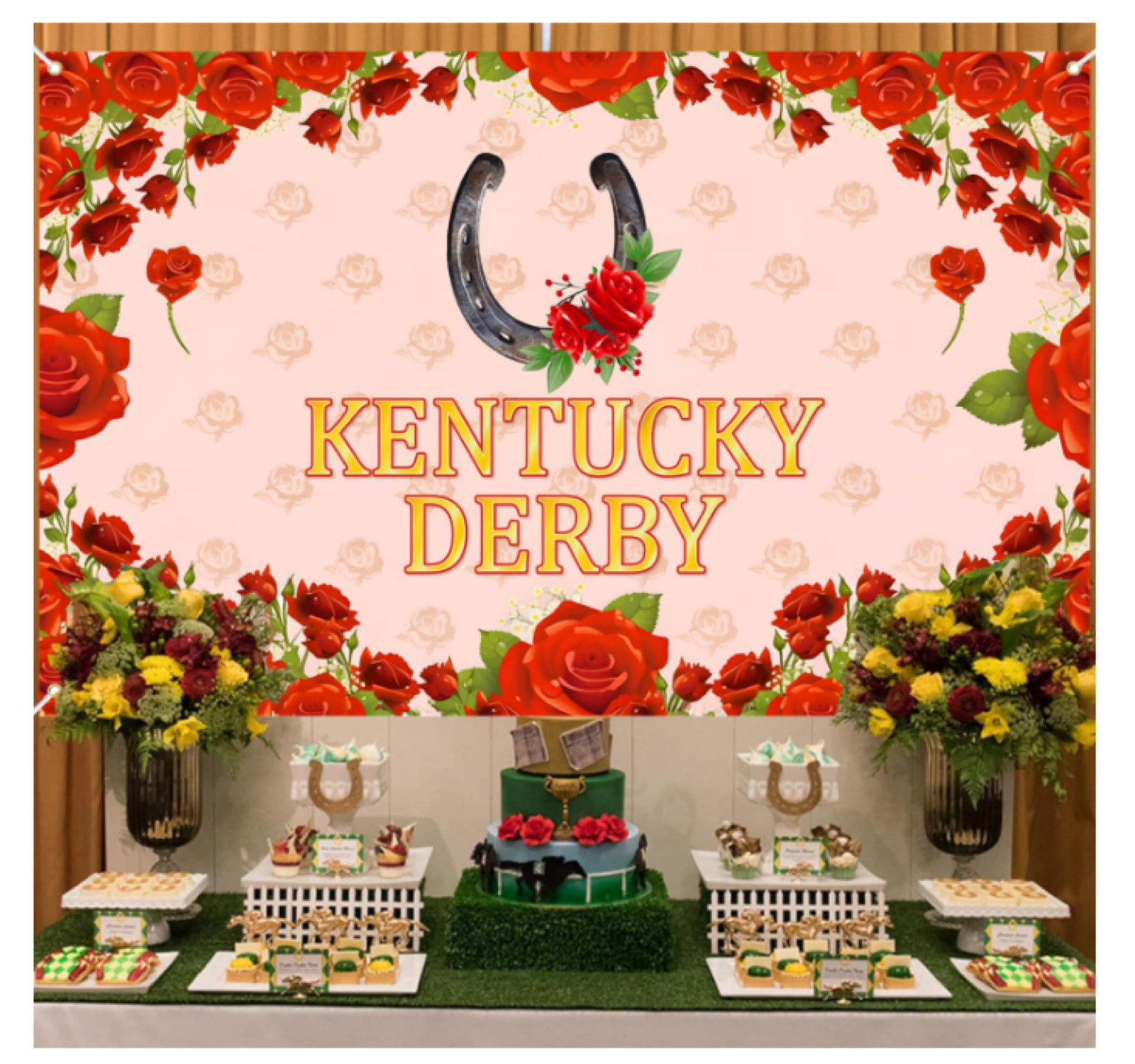 Kentucky Derby Photo Backdrop Large 71″ x 43″ Derby Day Banner Horse Race Party