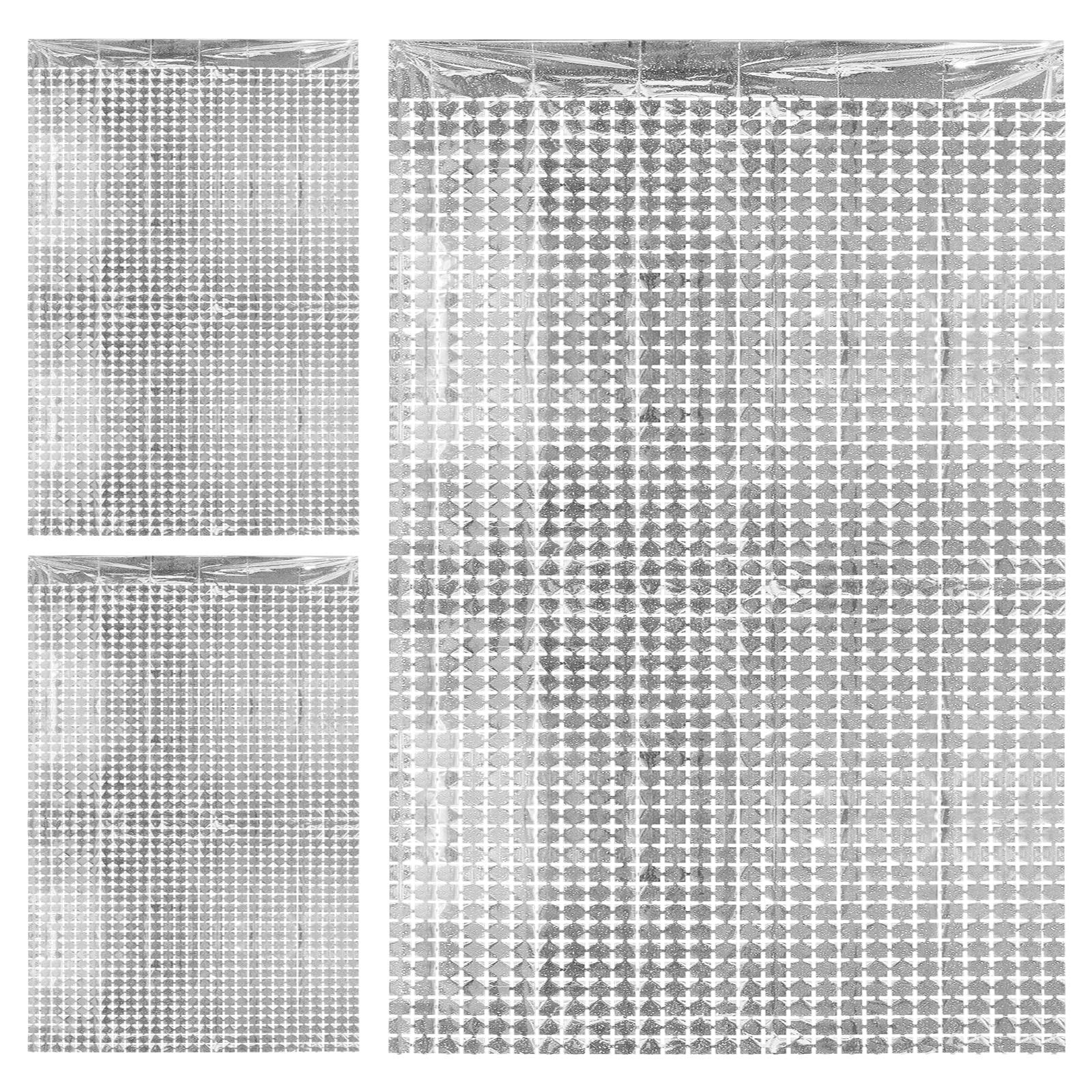 3Pcs Silver Shimmer Wall Backdrop, 3.3×6.6 Feet Square Feet, silver