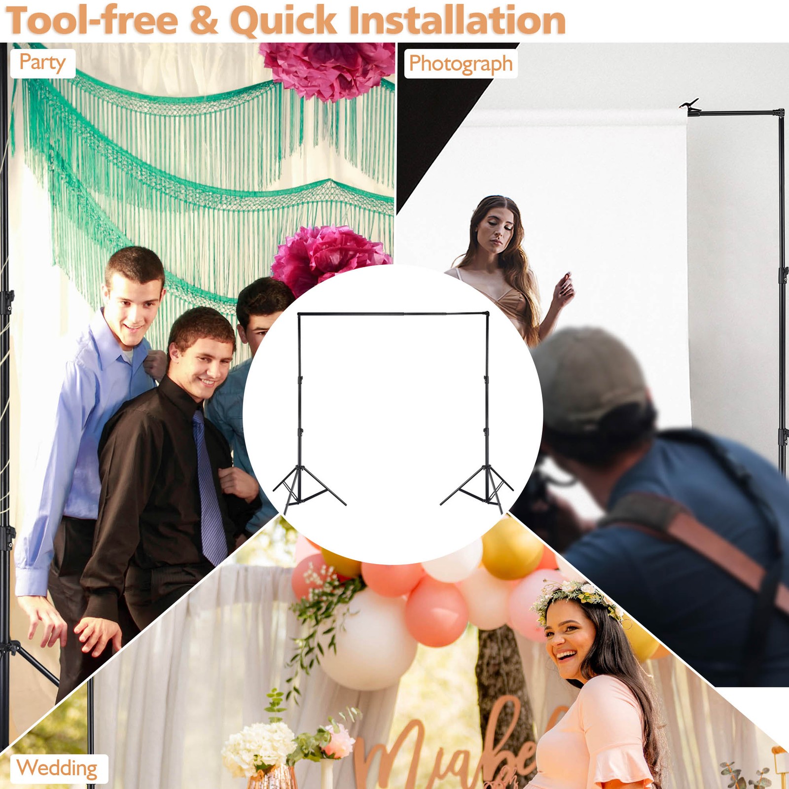9.5x10Ft Photo Backdrop Stand Tripod Crossbar Background Support System Studio