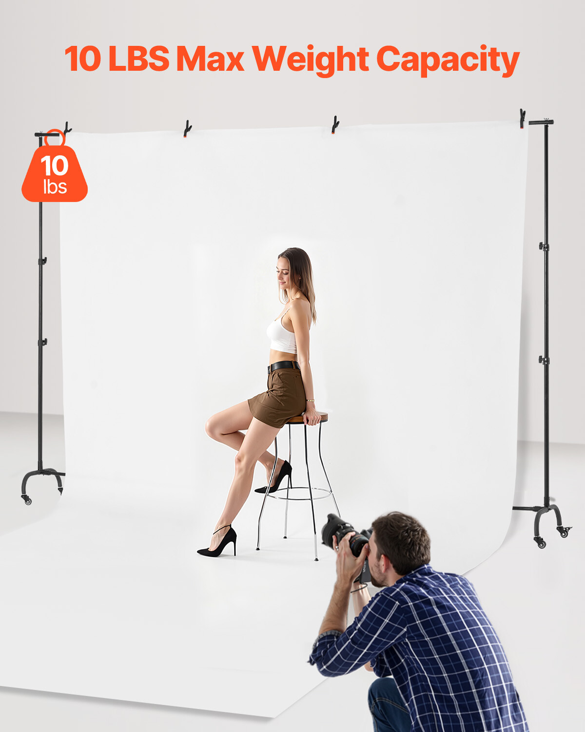 Backdrop Stand Movable Stand Kit 7 x 10 ft for Party & Photo Video Studio