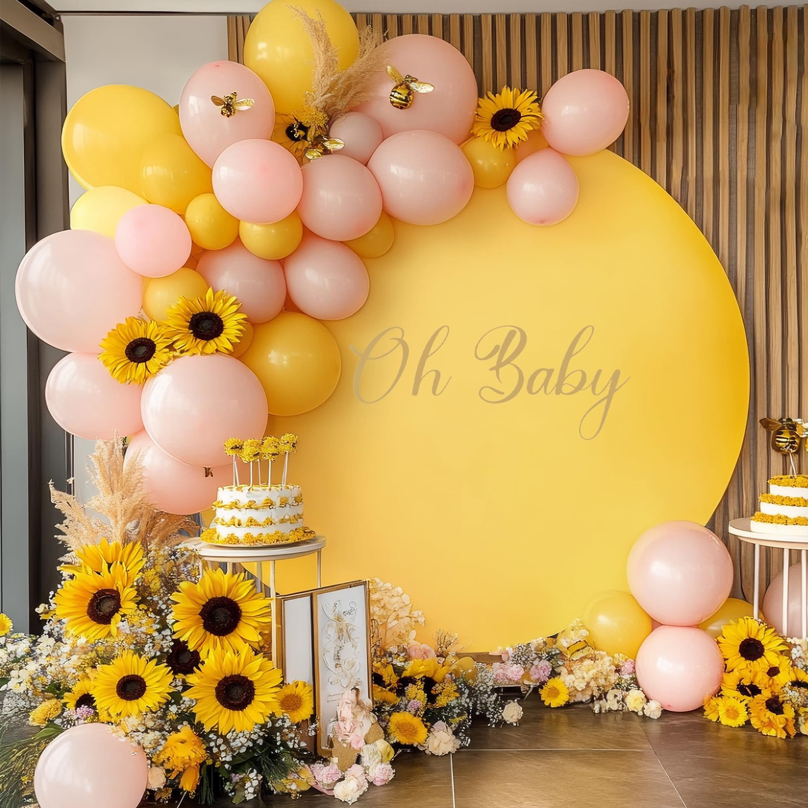 Yellow Round Backdrop Cover 7.2FT for Circle Stand Wedding Party Photography