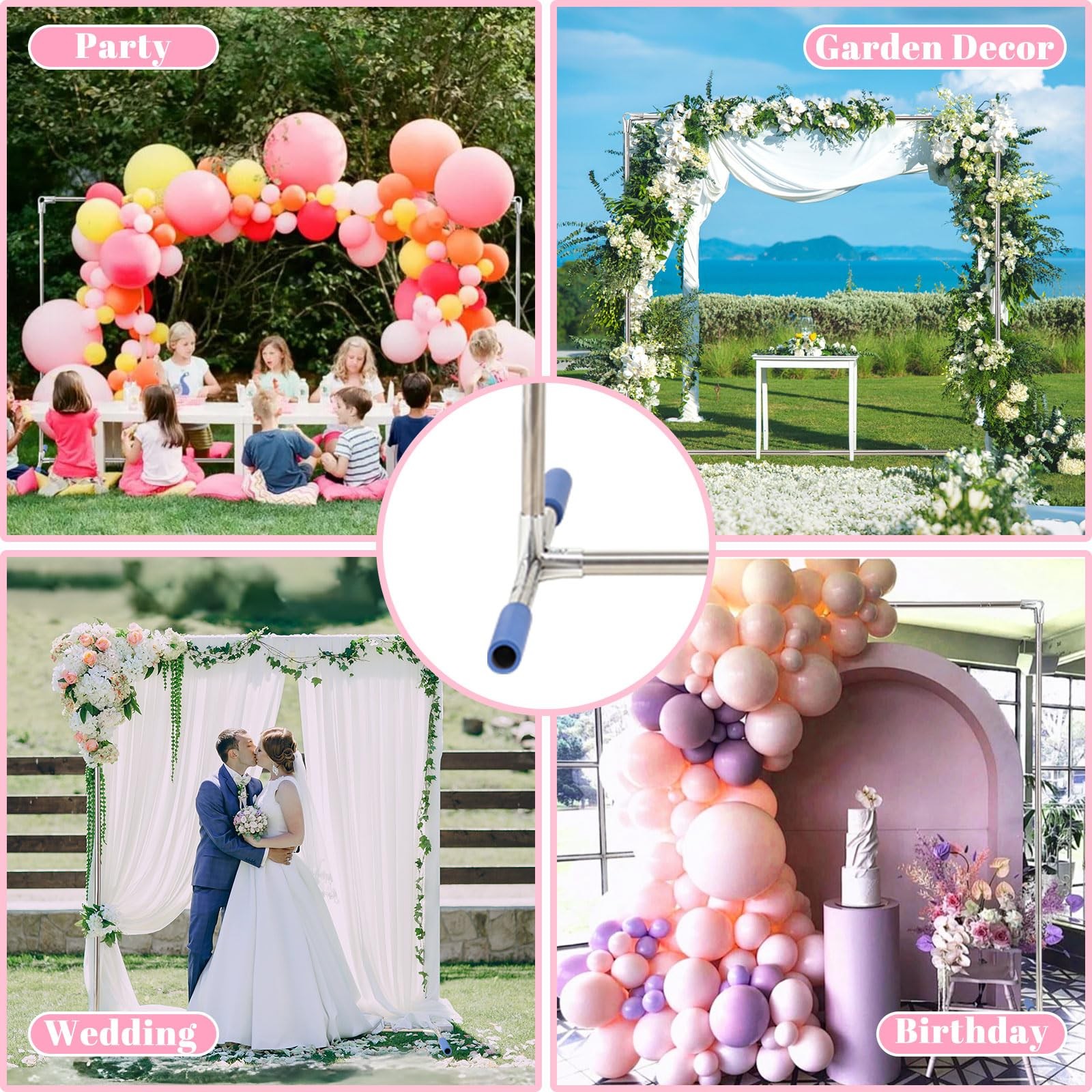 Wedding Arch Backdrop Stand 7×6 Ft Metal Square Frame for Ceremony Garden