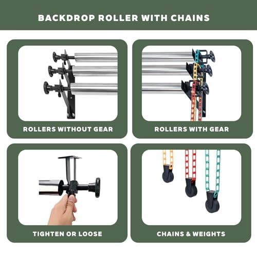 Photography Backdrop Roller Support 3 Rollers 120-Inch Crossbars Mount