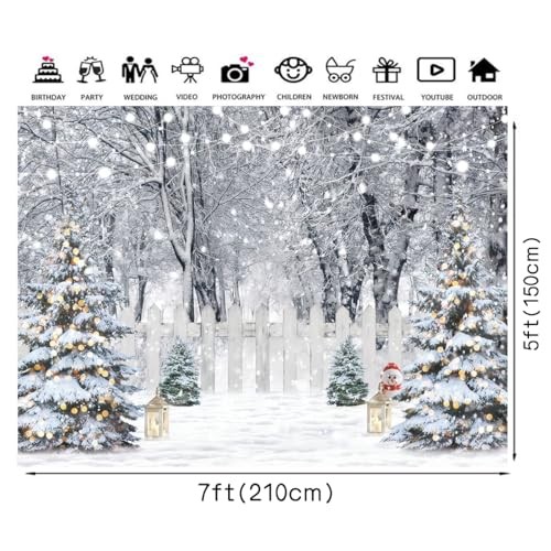 Winter Photography Backdrop Glitter Snowy Forest Pine Tree Background 7x5ft