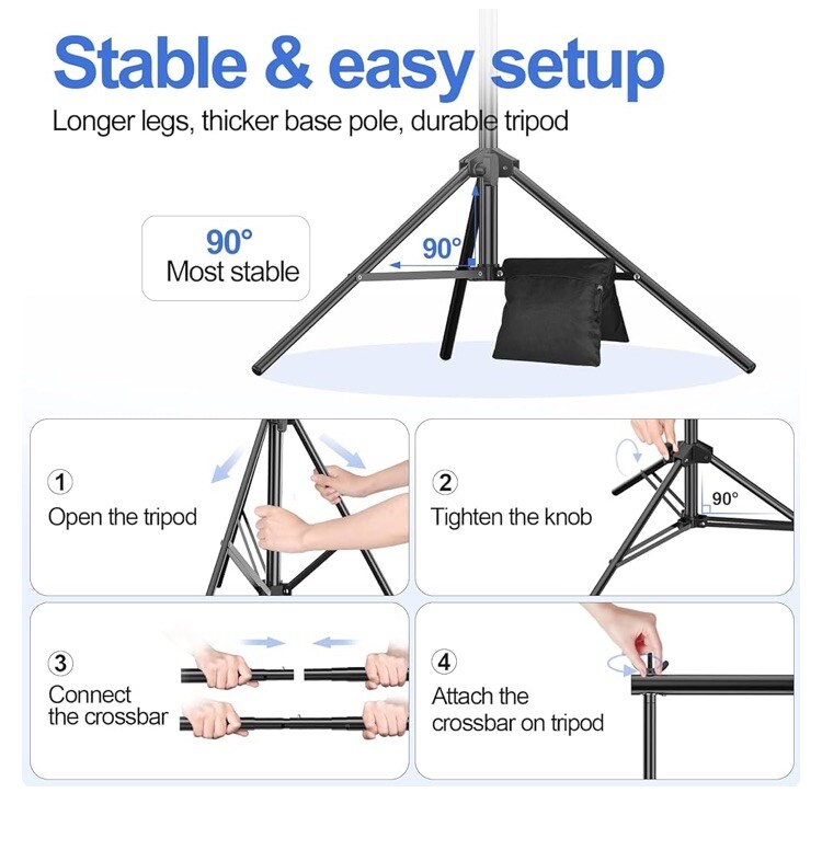 New Emart Backdrop Stand 10x7ft(WxH) Photo Studio Adjustable Background Stand
