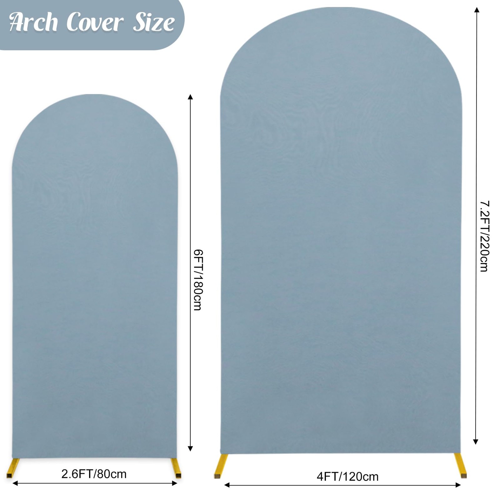 Set of 2 Wedding Arch Stand Cover Round Top Spandex Fitted Arch Cover for Bap…