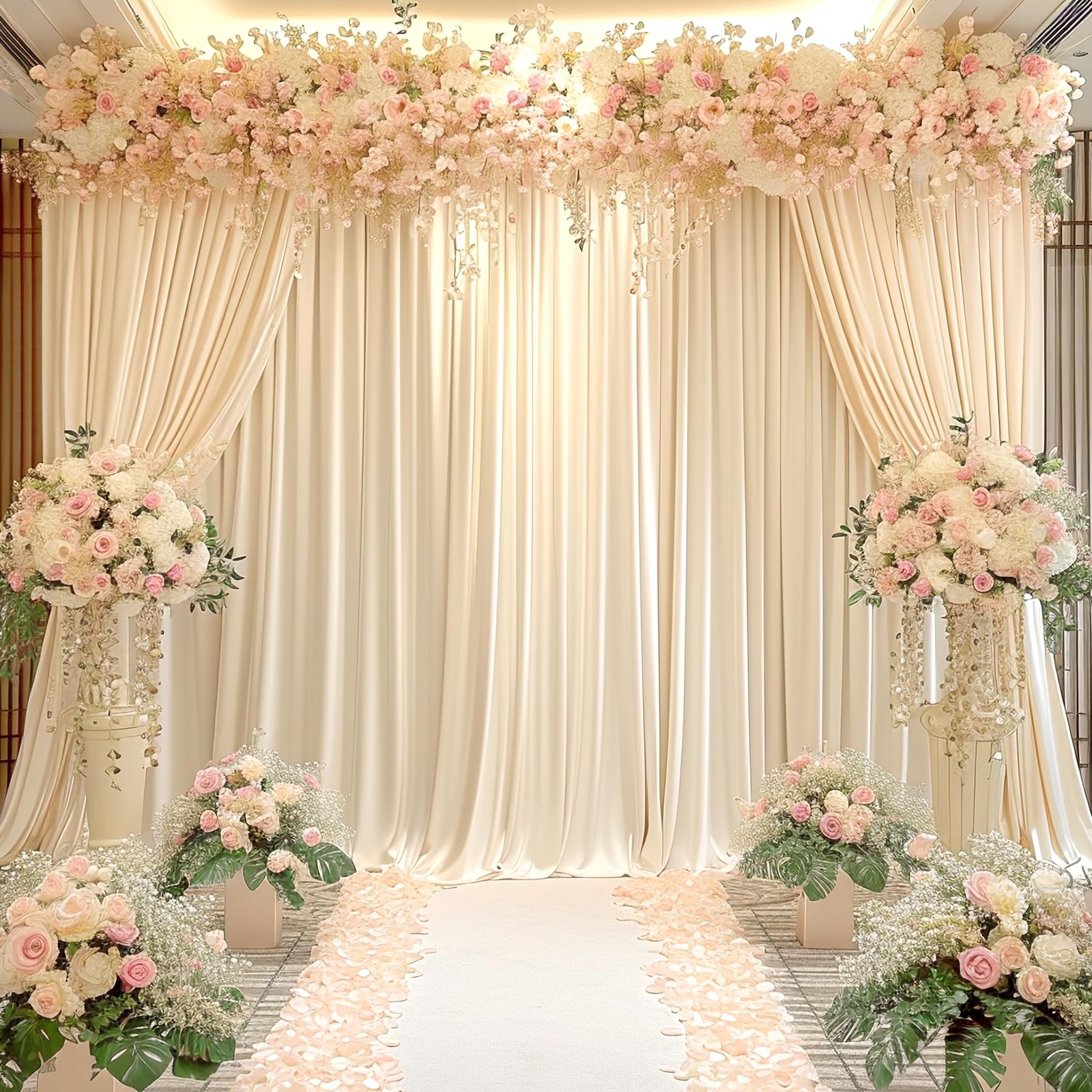 10×10 Champagne Backdrop Curtain for Parties Wedding Baby Shower Free Photo C…