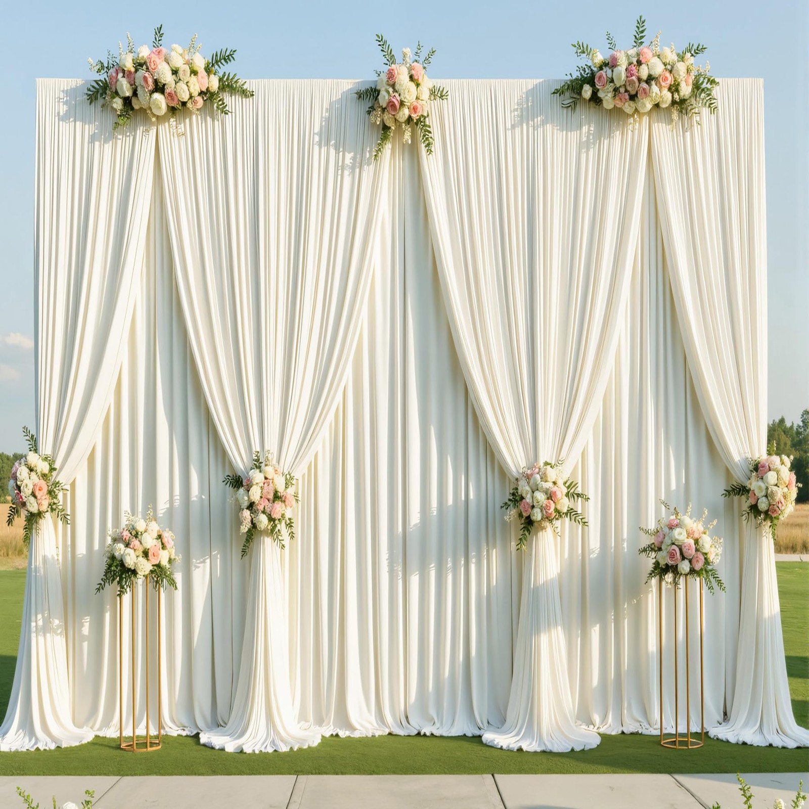 Htper 12 Panels 5x14ft Ivory Backdrop 5ft(W)x14ft(H)_12 Panels,