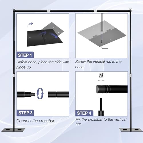 Heavy Duty Backdrop Stand Adjustable Photo Background Support 8.5x10ft Black