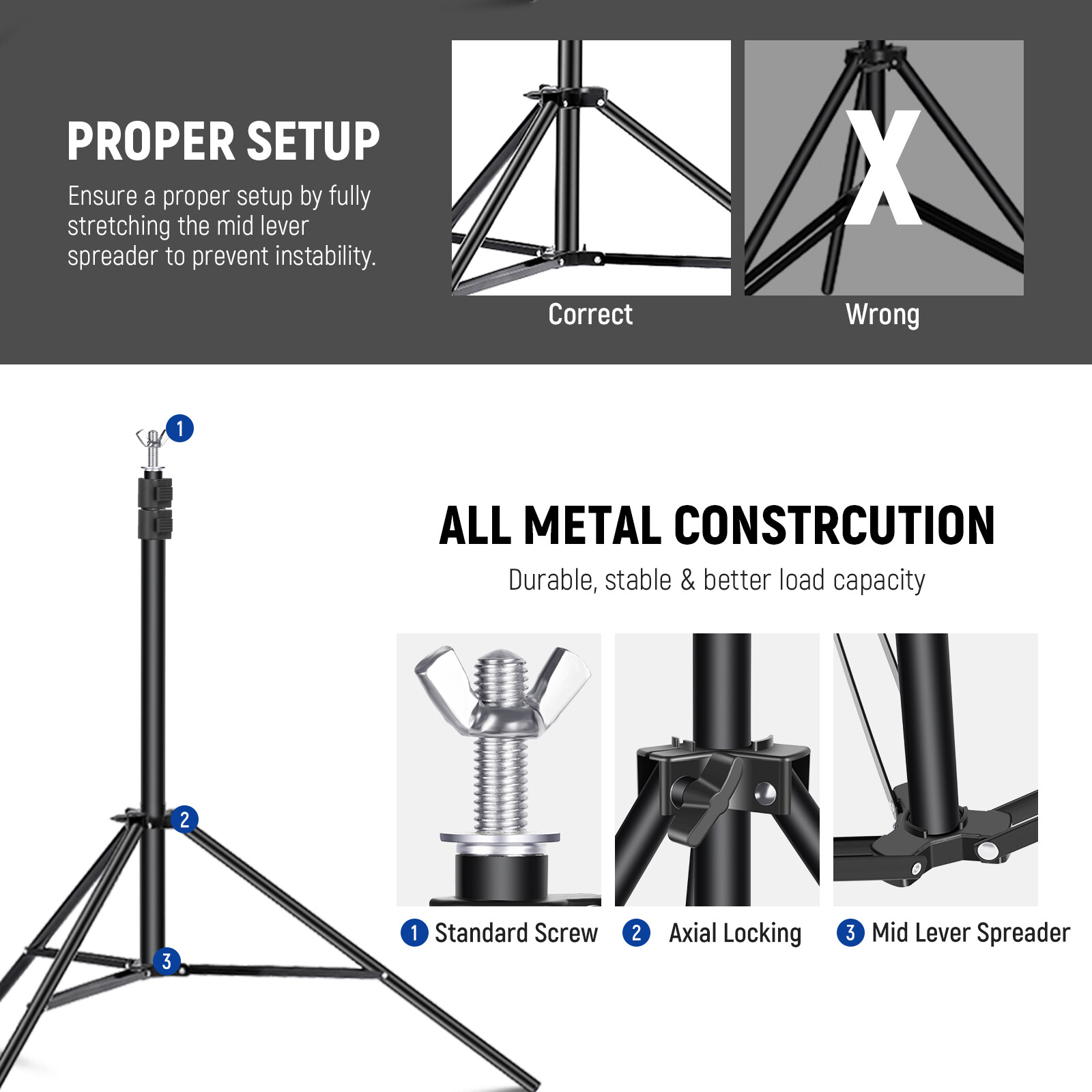 NEEWER 10×6.6ft Backdrop Stand w/4 Crossbars, 6 Clamps, 2 Sandbags & Case