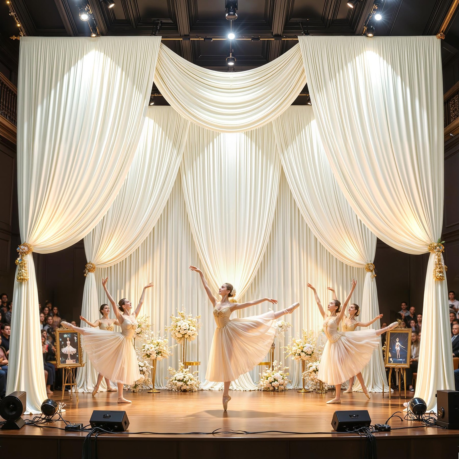 2 PCS 5x12ft Ivory Backdrop Curtain Wrinkle Free Polyester Photo Background