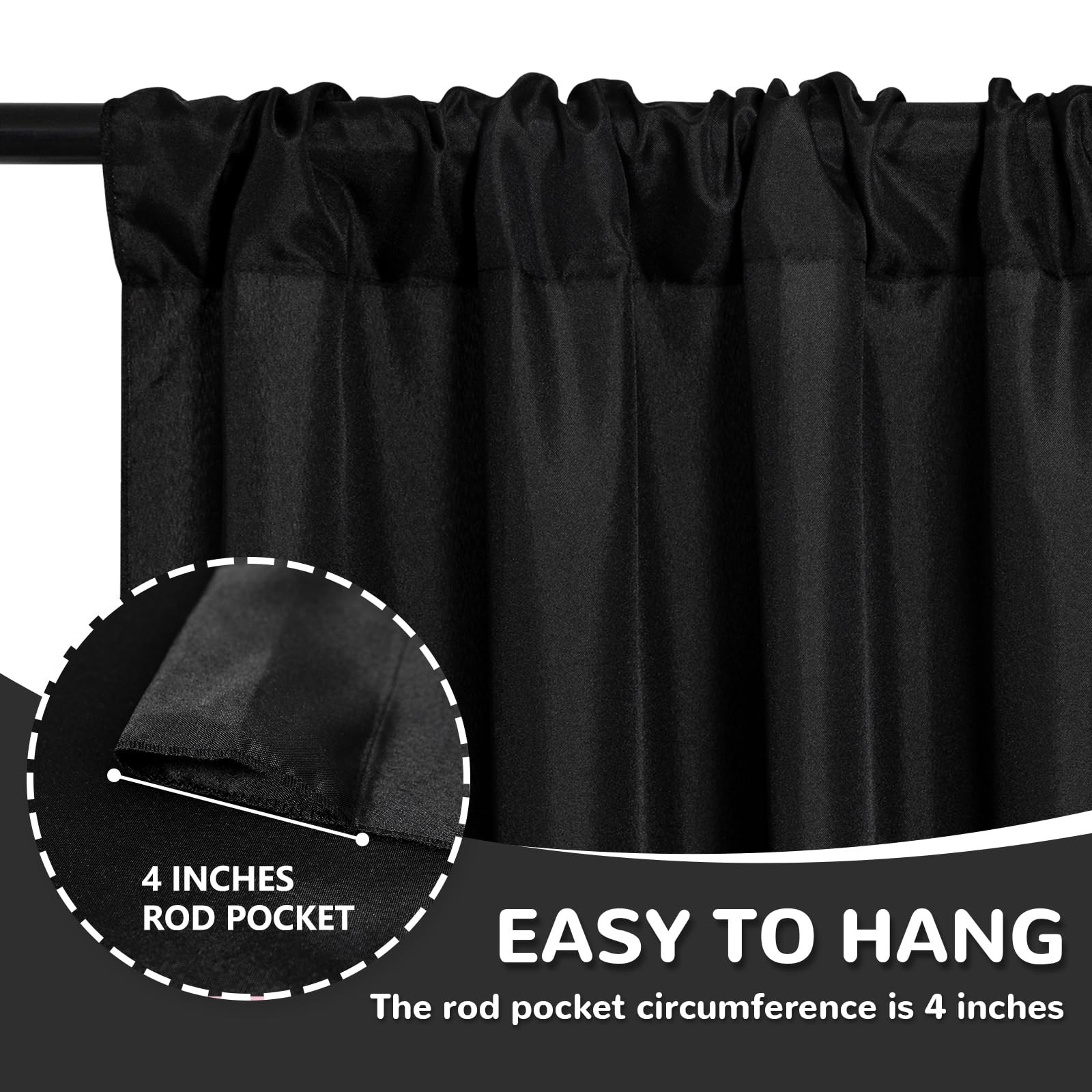 MEETSKY Black Backdrop Curtains for Parties – 10ft x 8ft Party Photo Backgrou…