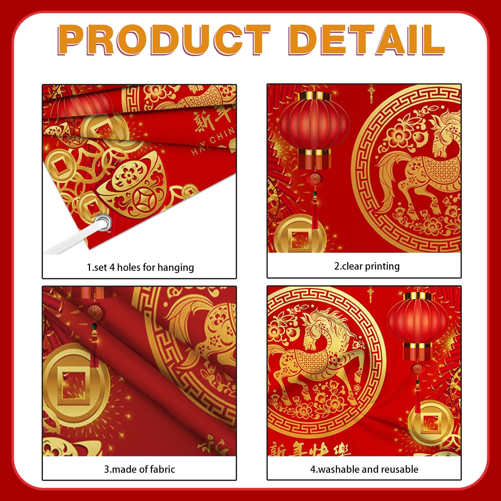 AIBIIN 2026 Happy Chinese New Year Backdrop 2026 Lunar Year of The Horse Luck…