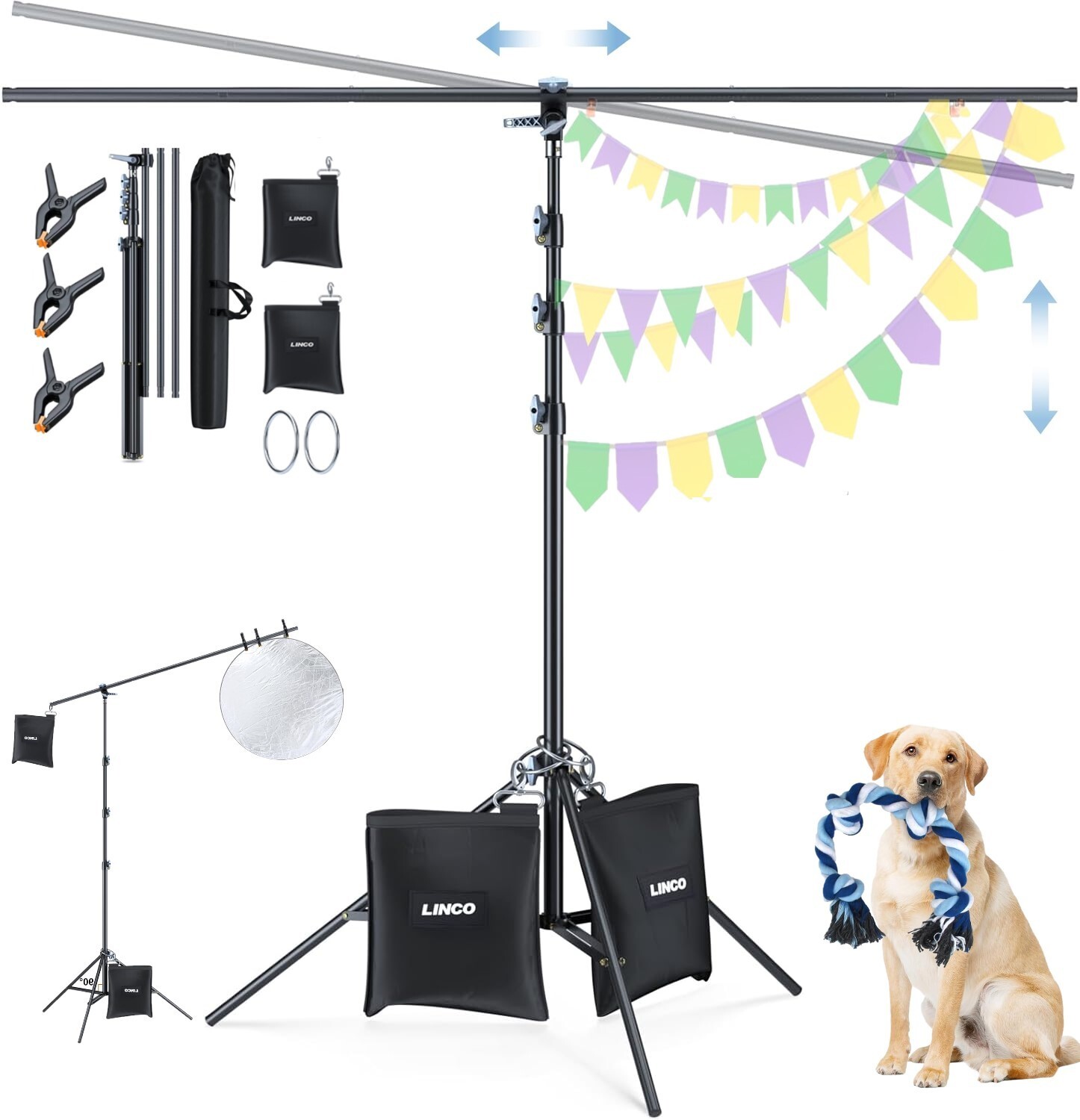 LINCO Photo T-Shape Backdrop Stand Background Backdrops Support Kit – 4198T