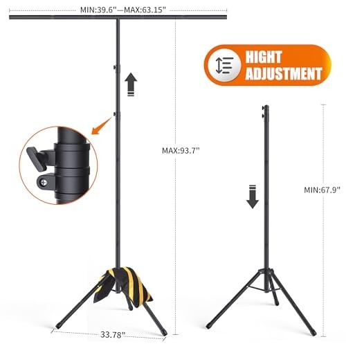 Adjustable Portable T-Shape Backdrop Stand Kit 8×5.3ft for Photography & Parties