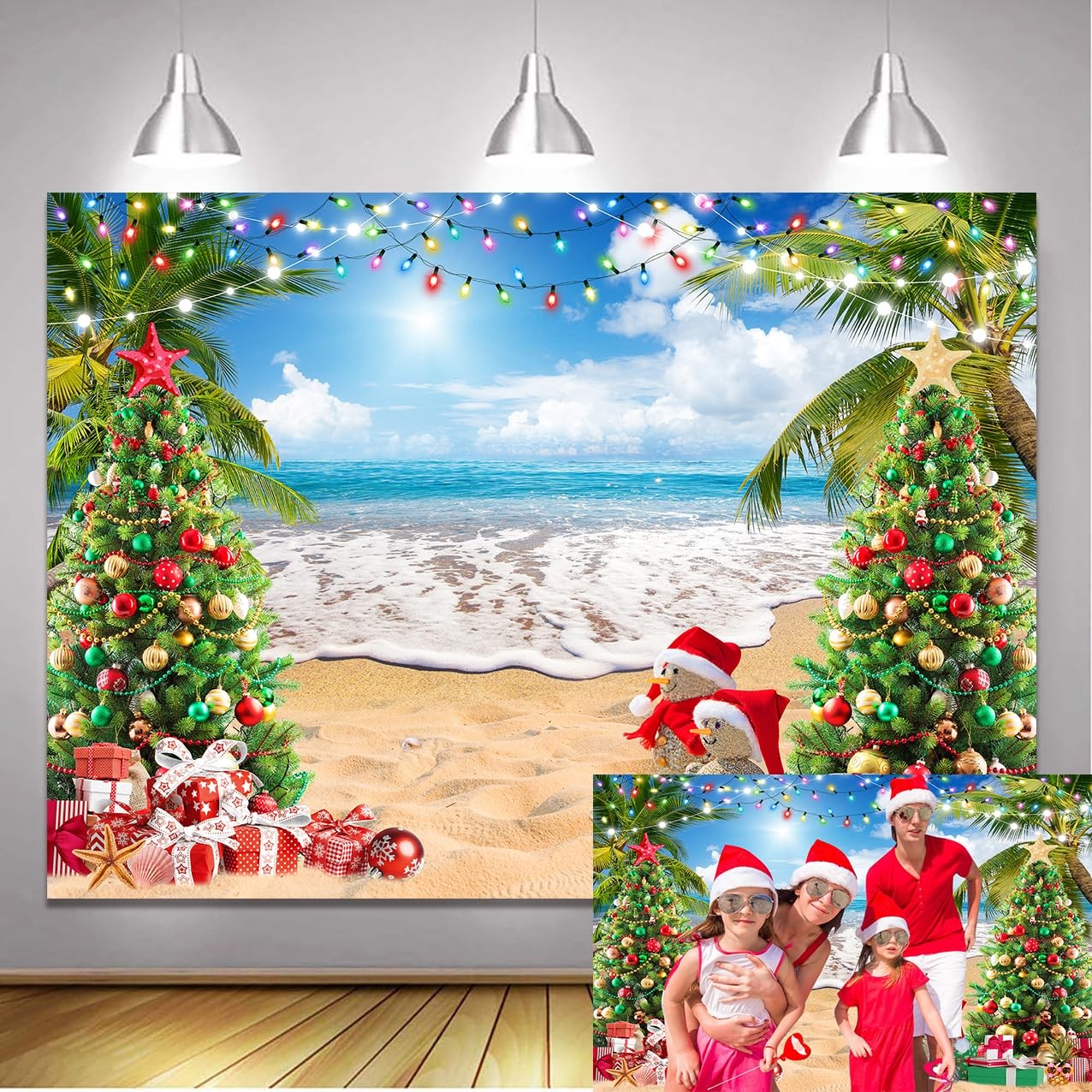 July Christmas Summer Hawaiian Beach Photography Backdrop 8x6ft Holiday Prop