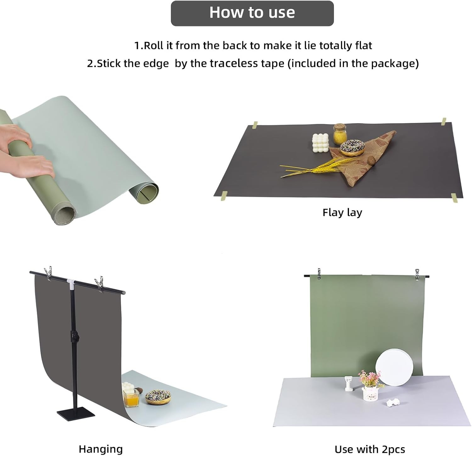 Professional Double-Sided Paper Background Kit with Stand | 14 Colors, 22×34 in.