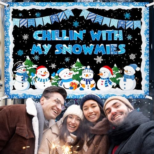 Winter Snowman Chillin’ with My Snowmies Banner Winter Christmas 7x5ft