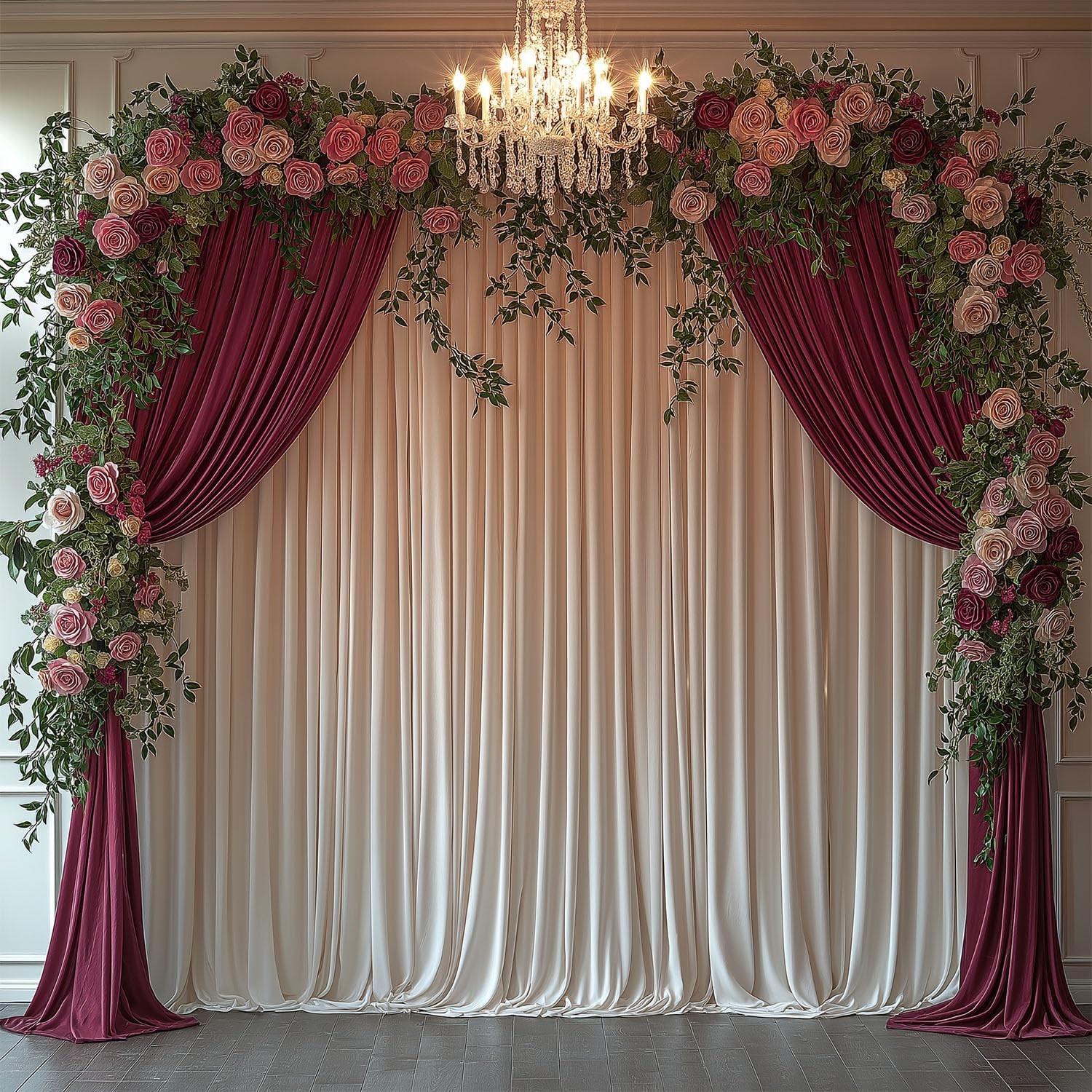 2 Panels 5x10FT Burgundy Backdrop Curtains, 10x10FT Total, Rod Pockets, Fabric