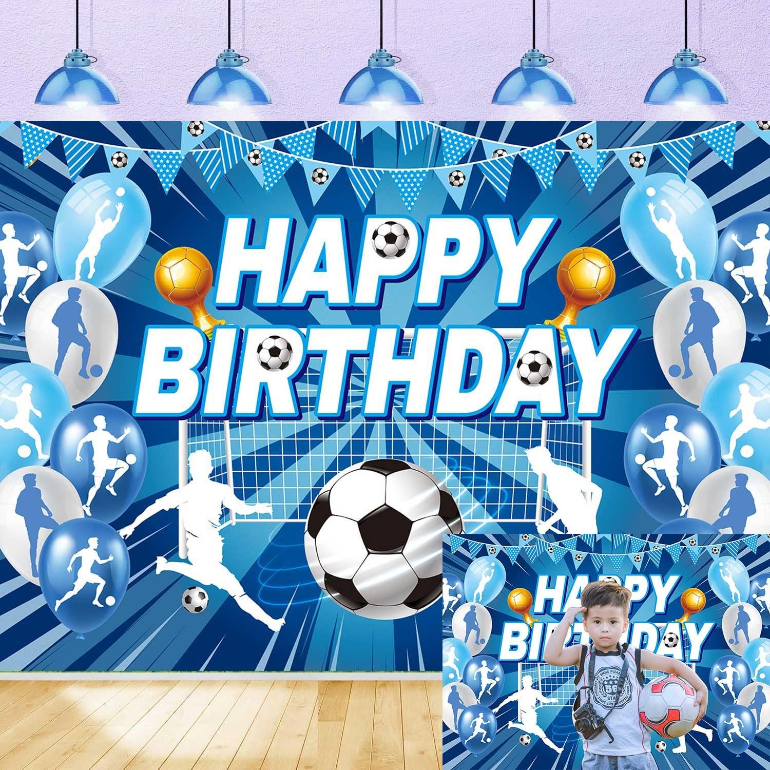 Soccer Birthday Backdrop Blue Soccer Happy Birthday Photography Bckdground Sp…