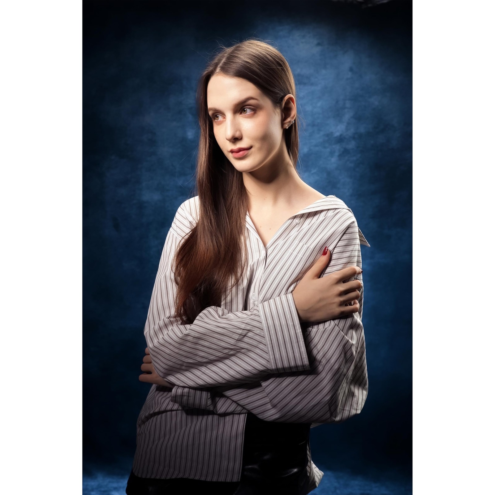 8×10 Ft Dark Blue Senior Portrait Backdrop Abstract Textured Photography