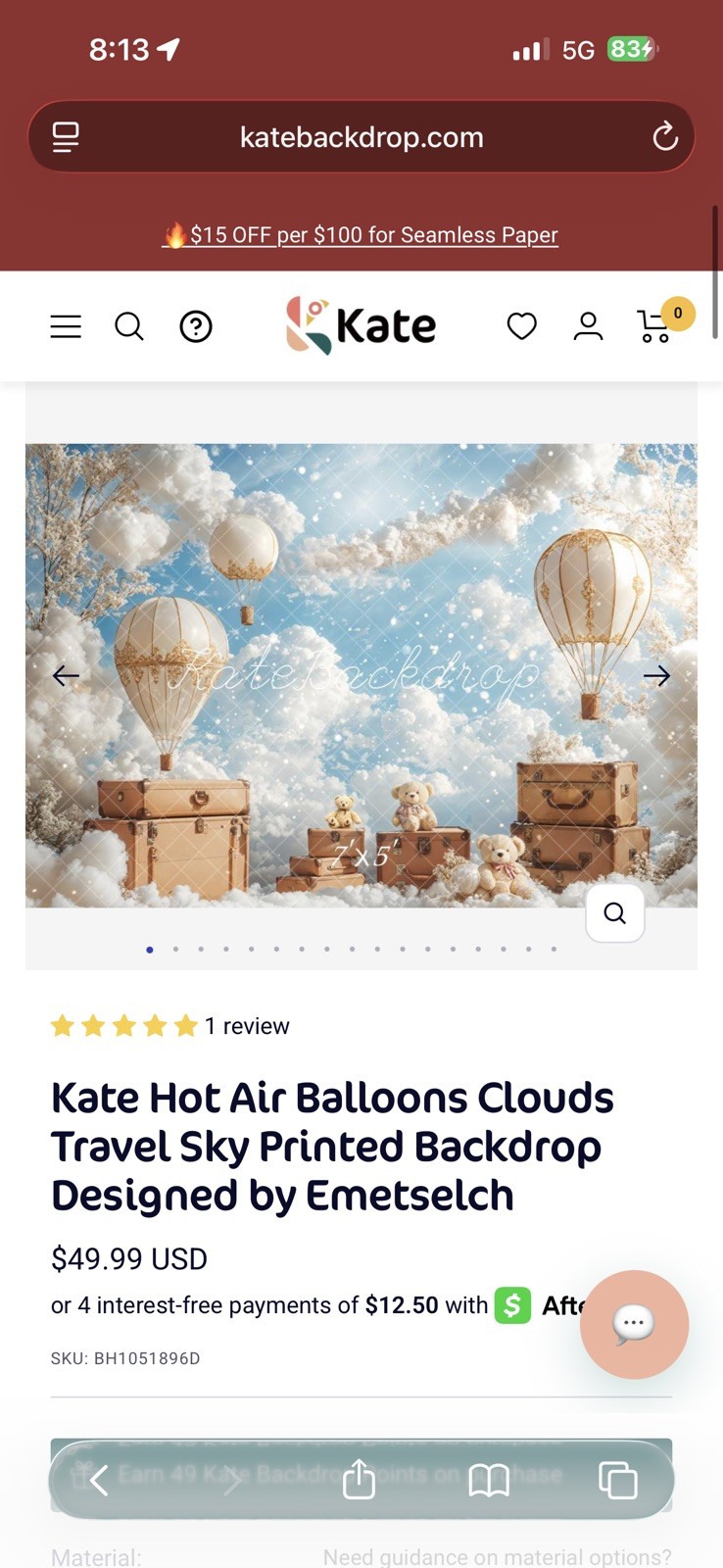 Kate Kids Birthday Backdrop Hot Air Balloon Teddy Bear Cartoon Fabric 7x5ft