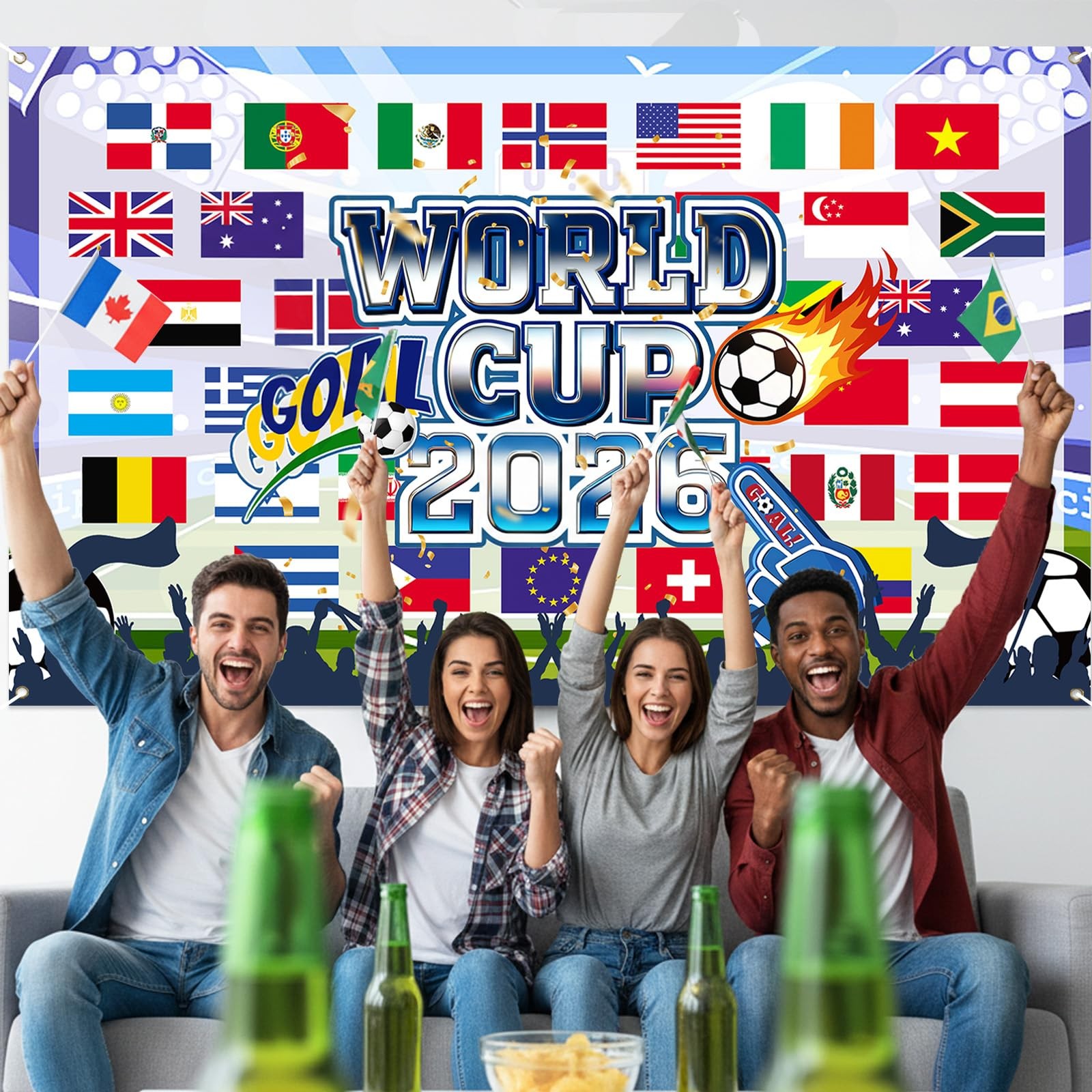 World Cup Football 2026 Tournament 43×71 inches, Multicolored