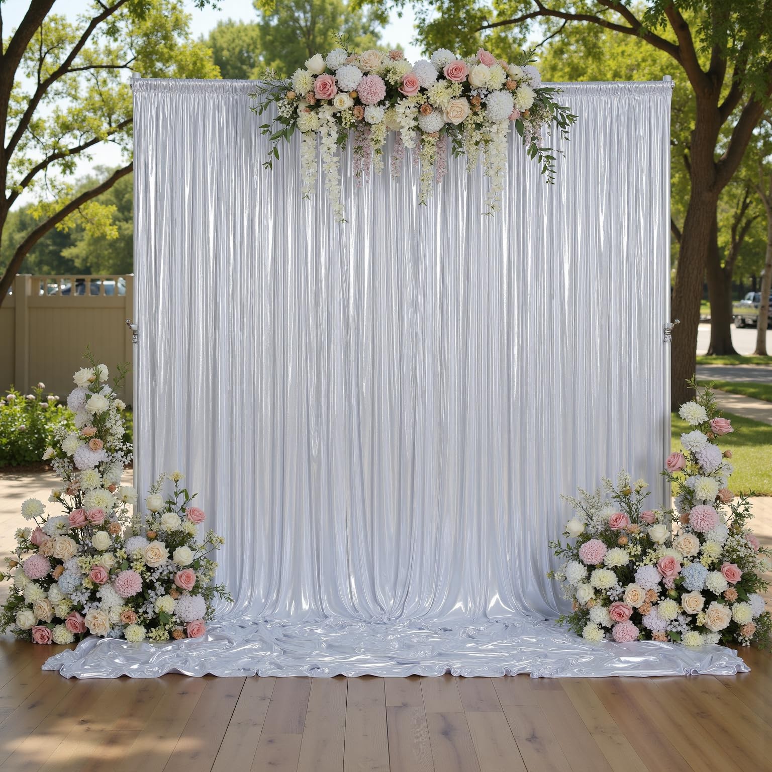 Silver Sequin Backdrop Curtain 10×10 Ft 2 Panels 5×10 Ft Glitter Photography