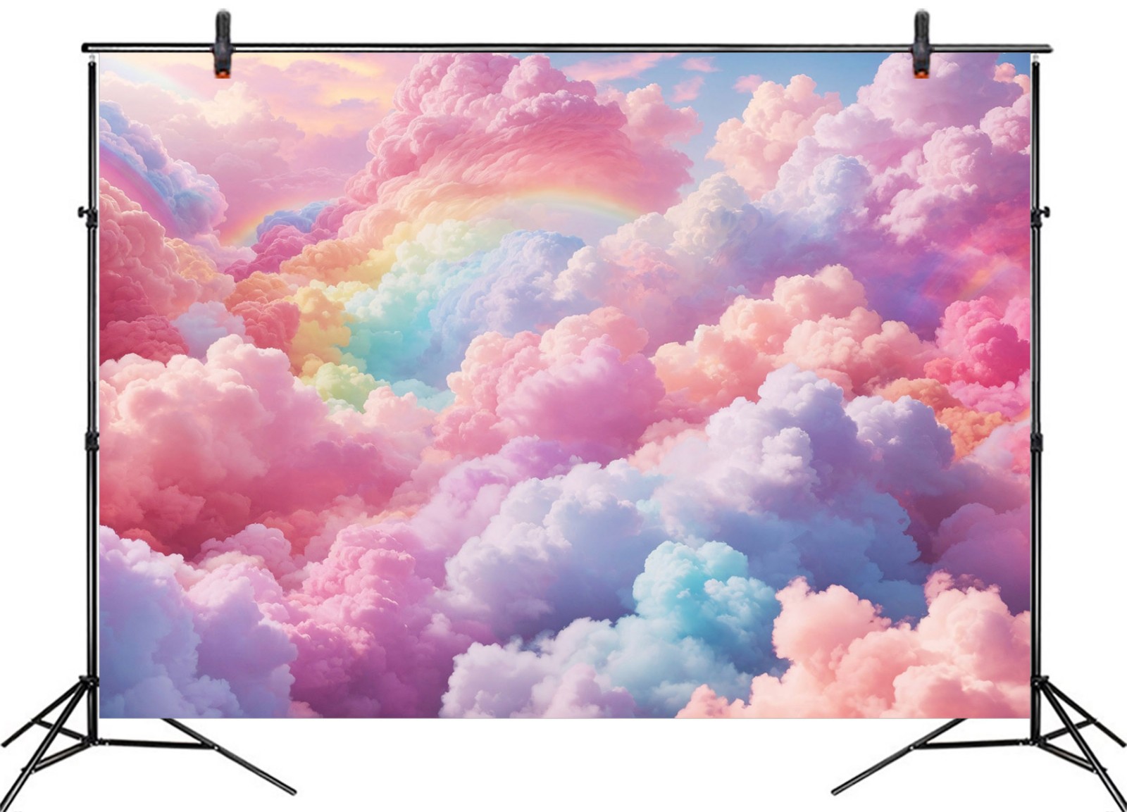 10x8ft Pastel Rainbow Cloud Backdrop Colorful Cloud Background for Photography